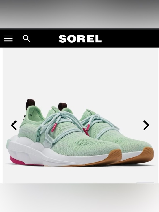 Sorel Shoes - Sorel Mint Knit Lace-Up Women’s Sneakers with Gum and Pink Accents